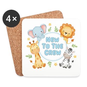 Baby Neugeborenes Safari Tiere New To The Crew - Untersetzer (4er-Set) - Weiß - Vorne