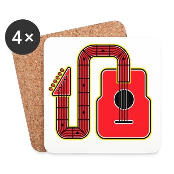 Rote Abstract Shape Gitarre - Untersetzer (4er-Set) - Weiß - Vorne