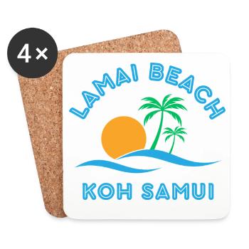 Coucher de soleil de la plage de Lamai Koh Samui - Dessous de verre (lot de 4) - blanc - Devant