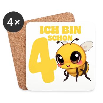 Geburtstag 4 Jahre alt Biene Bienen süß Bienchen - Untersetzer (4er-Set) - Weiß - Vorne