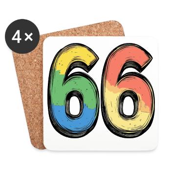 66 Numéro Coloré - Dessous de verre (lot de 4) - blanc - Devant