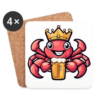 Crabe Crabe Roi de la Bière - Dessous de verre (lot de 4) - blanc - Devant