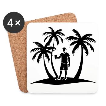 Silhouette de la visite des palmiers de vacances - Dessous de verre (lot de 4) - blanc - Devant