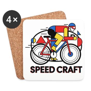 Speed Craft Bauhaus Art Cycliste Vintage - Dessous de verre (lot de 4) - blanc - Devant