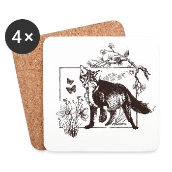 Waldfuchs im Blumenrahmen - Untersetzer (4er-Set) - Weiß - Vorne