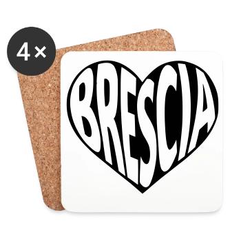 Typographie du cœur de Brescia - Dessous de verre (lot de 4) - blanc - Devant