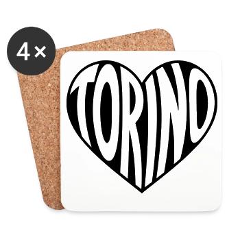 Torino, Turin Herz Typografie  - Untersetzer (4er-Set) - Weiß - Vorne