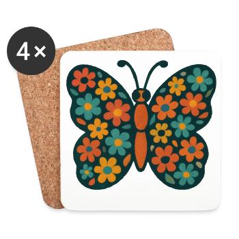 Jeu de couleurs Fleur Papillon - Dessous de verre (lot de 4) - blanc - Devant