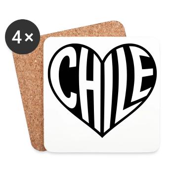 Chile Herz Typografie  - Untersetzer (4er-Set) - Weiß - Vorne