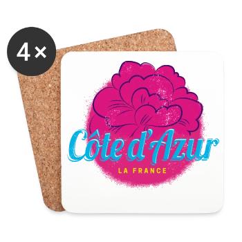 Côte d'Azur Retro Oleander Frankreich Souvenir - Untersetzer (4er-Set) - Weiß - Vorne