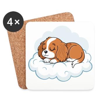 Dreamy Puppy on Cloud - Coasters (set of 4) - white - Front