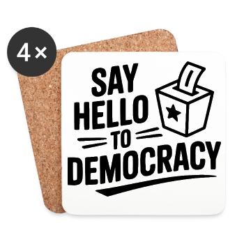 Sag Hallo zur Demokratie - Untersetzer (4er-Set) - Weiß - Vorne