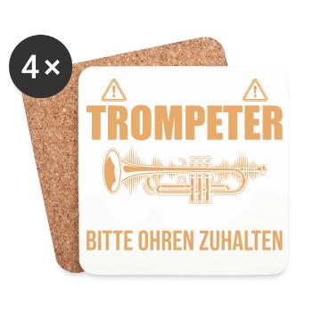 Vorsicht Trompeter Fortissimo Ohren zuhalten - Untersetzer (4er-Set) - Weiß - Vorne