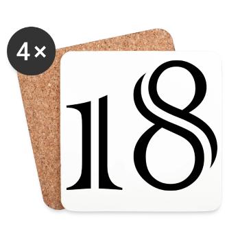 18. 18 ANS. 18e ANNIVERSAIRE. ANNIVERSAIRE 18 ANS. - Dessous de verre (lot de 4) - blanc - Devant