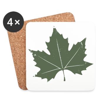 Feuille d’érable verte - Dessous de verre (lot de 4) - blanc - Devant