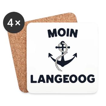 Moin Langeoog – Maritimes Anker-Design - Untersetzer (4er-Set) - Weiß - Vorne