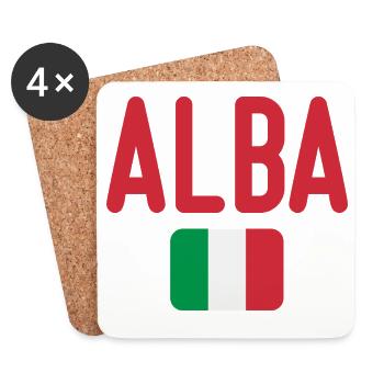 Alba Red Text with Italian Tricolour - Coasters (set of 4) - white - Front
