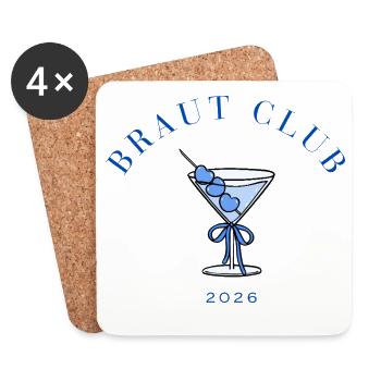 Braut Club Cocktail Herzen 2026 - Untersetzer (4er-Set) - Weiß - Vorne