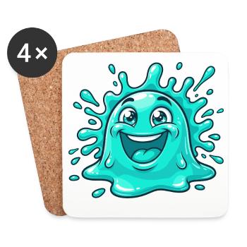 Cheerful Water Splash Cartoon - Coasters (set of 4) - white - Front