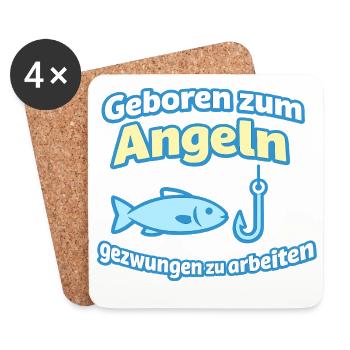 Angeln geboren – Arbeitszwang - Untersetzer (4er-Set) - Weiß - Vorne