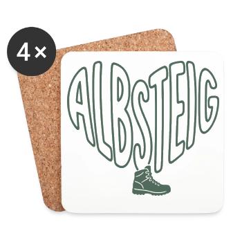 Cœur Albsteig avec des bottes de randonnée - Dessous de verre (lot de 4) - blanc - Devant