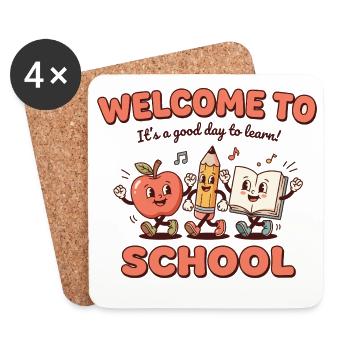 Welcome to School Design – Einschulung Kinder - Coasters (set of 4) - white - Front