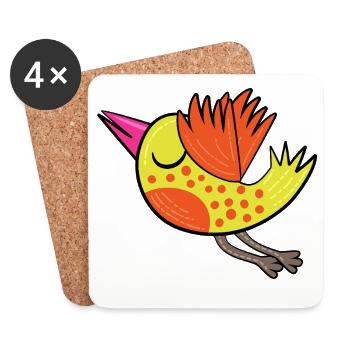 Kleiner Gelber Vogel - Untersetzer (4er-Set) - Weiß - Vorne