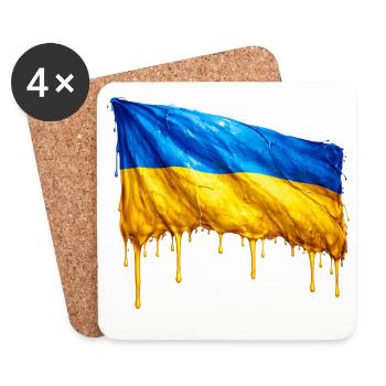 Drapeau ukrainien dégoulinant - Dessous de verre (lot de 4) - blanc - Devant