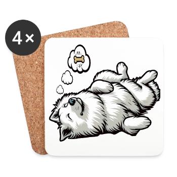 Chiens bergers blancs bergers - Dessous de verre (lot de 4) - blanc - Devant