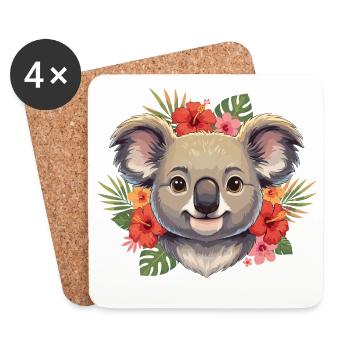 Koala mit Blütenkranz - Untersetzer (4er-Set) - Weiß - Vorne
