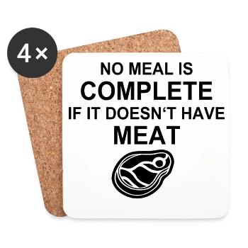 Meat, Meat Lover, Grilling, BBQ, Burger, S - Coasters (set of 4) - white - Front
