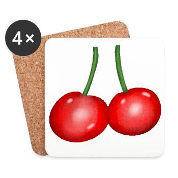 Cherry Duo Fruit Cherry Fruit - Coasters (set of 4) - white - Front
