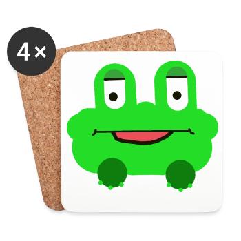 Frosch Kinder Kind fröhlich  - Untersetzer (4er-Set) - Weiß - Vorne