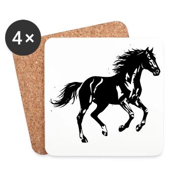 Horse Gallop Silhouette Wild - Coasters (set of 4) - white - Front
