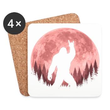 Bigfoot Rock On Sign Sasquatch Yeti Rock And Roll - Coasters (set of 4) - white - Front