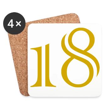 18. 18 JAHRE ALT. 18-JÄHRIGES JUBILÄUM. 18. GEBURTSTAG. - Untersetzer (4er-Set) - Weiß - Vorne
