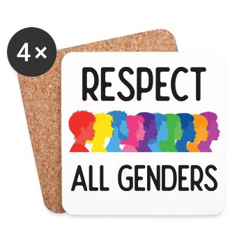 LGBT-Pride-Monat – Respektiert alle Geschlechter - Untersetzer (4er-Set) - Weiß - Vorne