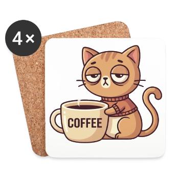 Kitten Coffee Charm - Coasters (set of 4) - white - Front