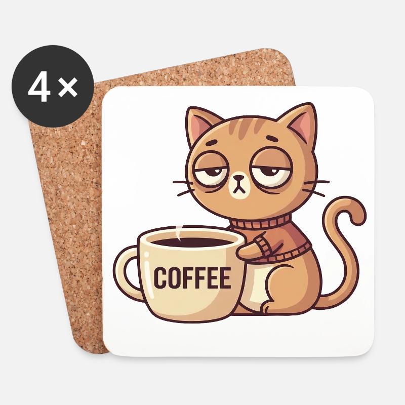 Kätzchen Kaffee Charm - Untersetzer (4er-Set) - Weiß