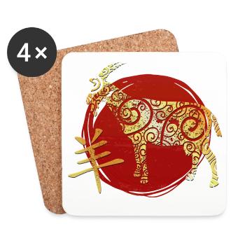 Goat Chinese Zodiac Horoscope - Coasters (set of 4) - white - Front