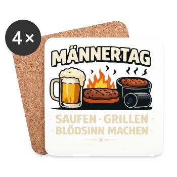 MännerTag Grillgaudi Design - Untersetzer (4er-Set) - Weiß - Vorne