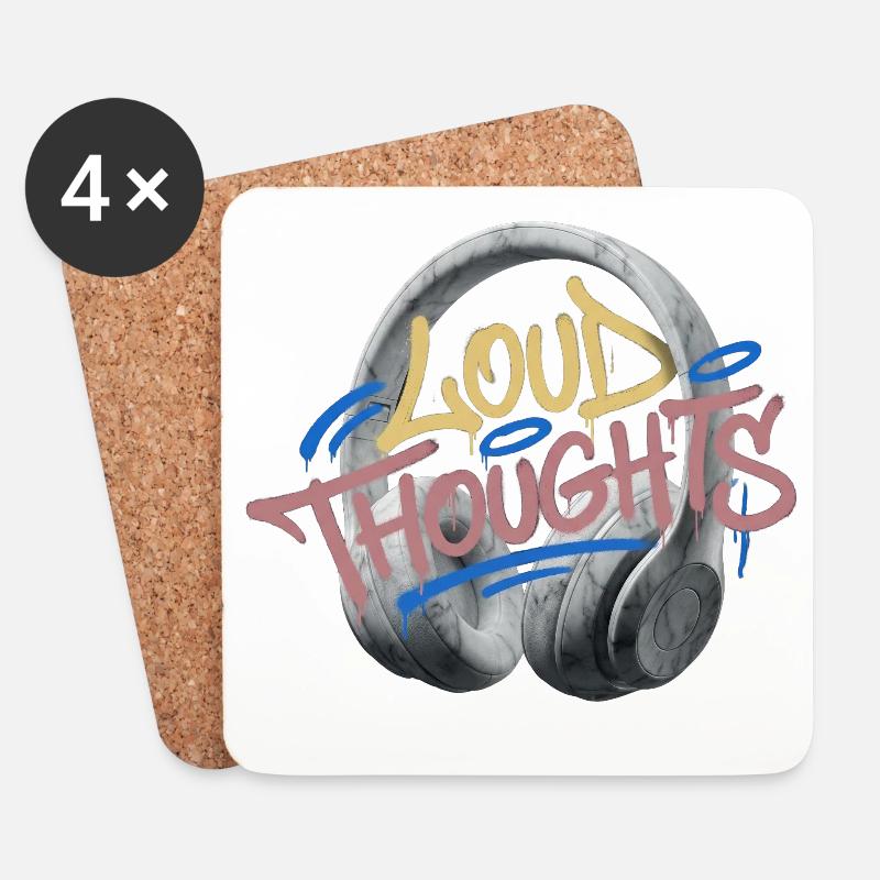 Loud Thoughts Graffiti - Untersetzer (4er-Set) - Weiß
