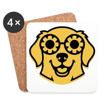 Cool Retriever Glasses Hippie Dog - Coasters (set of 4) - white - Front