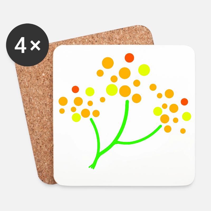 Neongepunkteter Baum Explosion - Untersetzer (4er-Set) - Weiß
