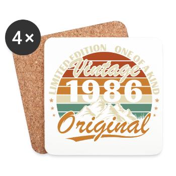 1986 Vintage Retro Birthday Gift - Coasters (set of 4) - white - Front