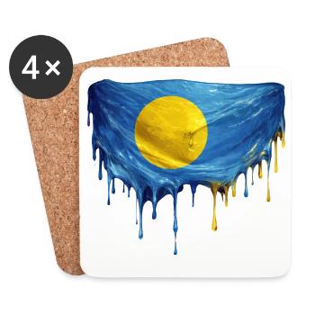 Palau Dripping Flag - Coasters (set of 4) - white - Front