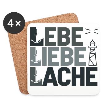  Lebe Liebe Lache Maritim Anker Und Leuchtturm - Untersetzer (4er-Set) - Weiß - Vorne