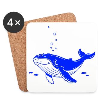 Mignonne baleine - Dessous de verre (lot de 4) - blanc - Devant