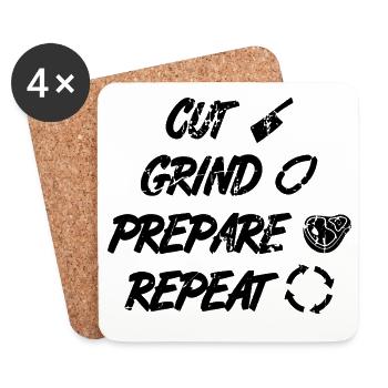 Butcher's routine - Coasters (set of 4) - white - Front