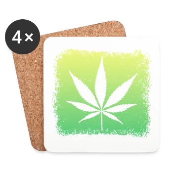 Mauvaise herbe feuille de cannabis - Dessous de verre (lot de 4) - blanc - Devant